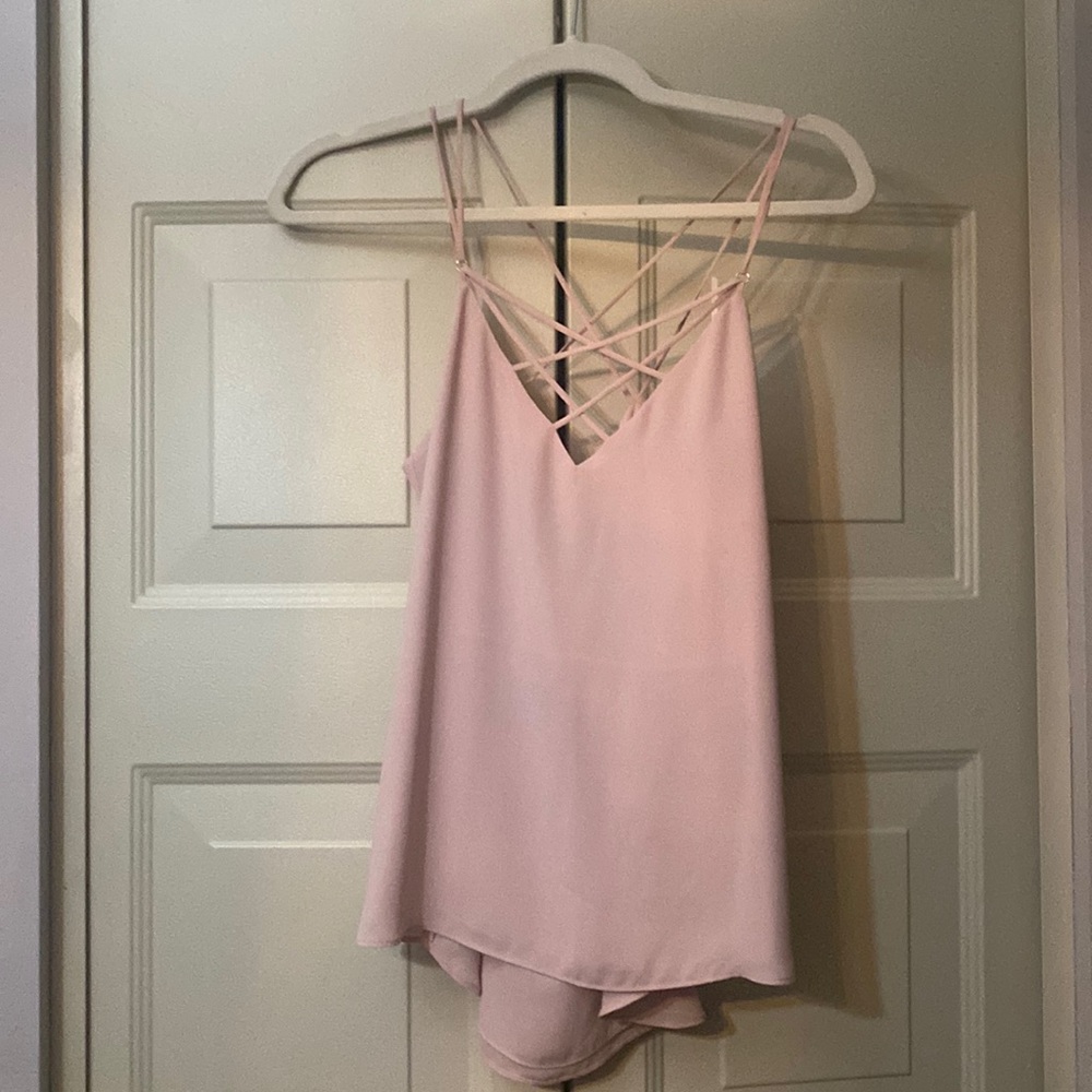 Pink Chiffon Top with Criss Cross Straps